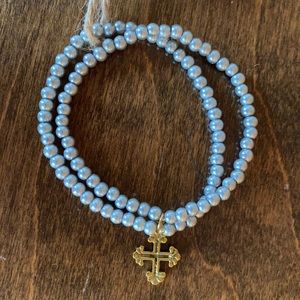 NWT Silver Beads and Gold Cross Bracelet